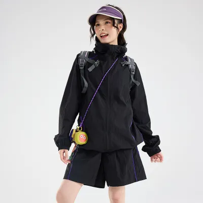 Women Fashion Casual Summer Quick-Drying UPF 50+ Sun Protection Coat Shorts Two-Piece Set