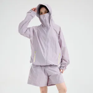 Women Fashion Casual Summer Quick-Drying UPF 50+ Sun Protection Coat Shorts Two-Piece Set