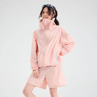Women Fashion Casual Summer Quick-Drying UPF 50+ Sun Protection Coat Shorts Two-Piece Set