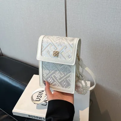 Women Fashion Casual Ethnic Zhuang Brocade Jacquard Pattern Lace Ribbon Crossbody Bag
