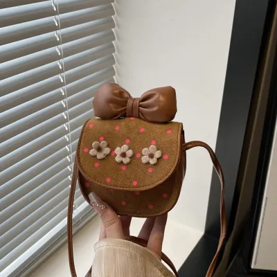 Women Fashion Cute Mini Flower Polka Dot Print Bowknot Crossbody Bag