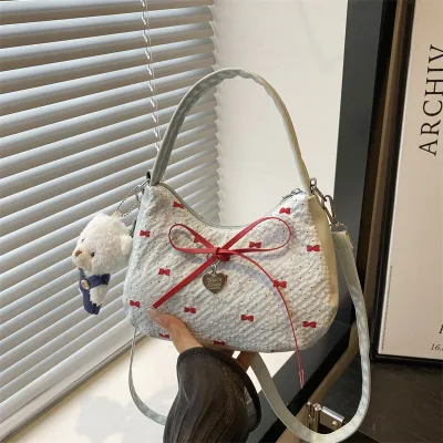 Women Fashion Casual Printed Bowknot Crossbody Bag