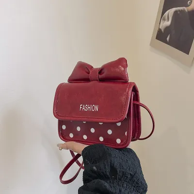 Women Cute Mini Polka Dot Bowknot Small Square Crossbody Bag