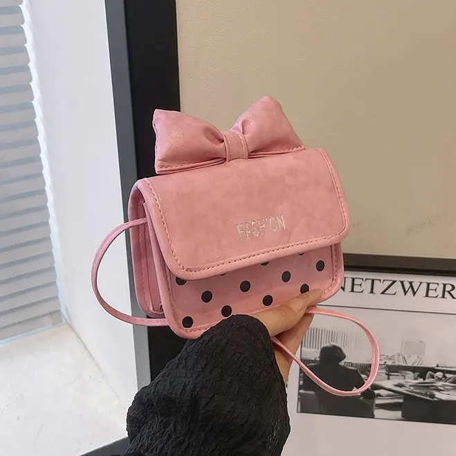 Women Cute Mini Polka Dot Bowknot Small Square Crossbody Bag