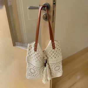 Women Fashion Casual Hollow Woven Crochet Shoulder Bag