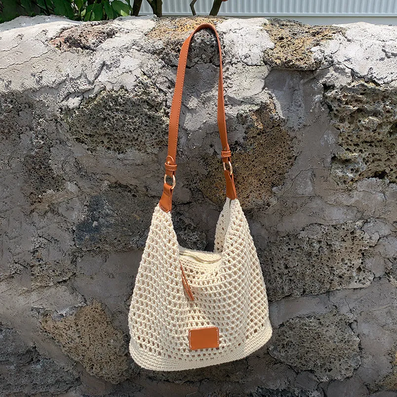 Women Fashion Casual Woven Hollow Shoulder Bags