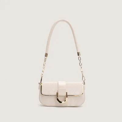 Women Fashion Casual Simple Small Square PU Shoulder Bag with Magnetic Button