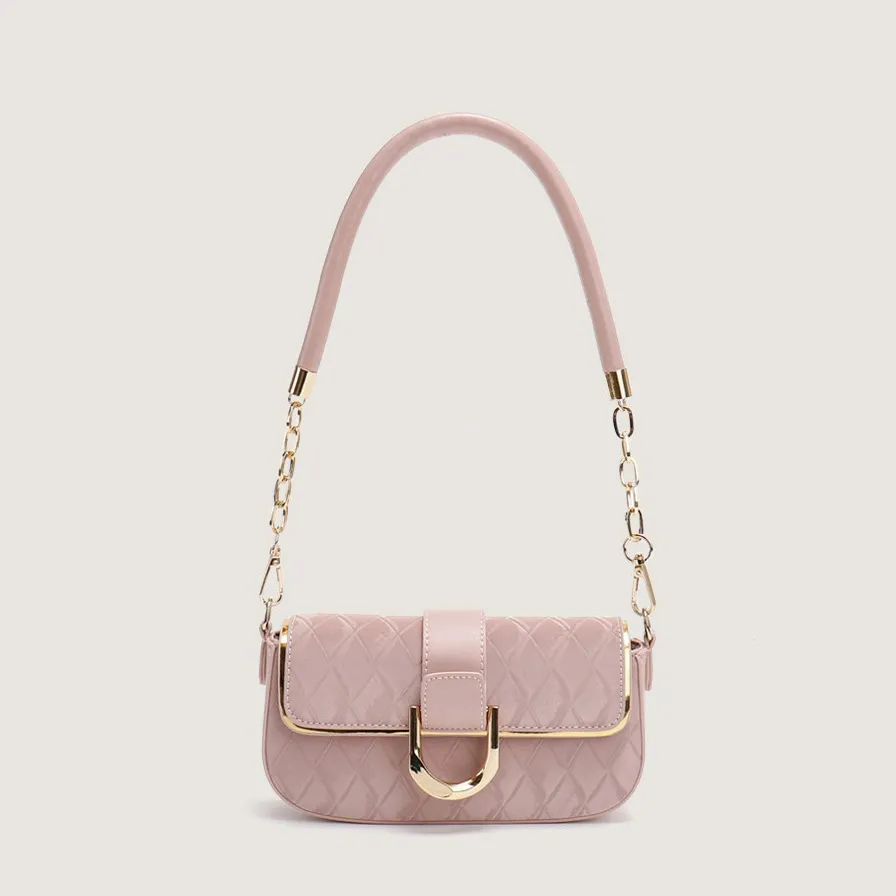 Women Fashion Casual Simple Small Square PU Shoulder Bag with Magnetic Button