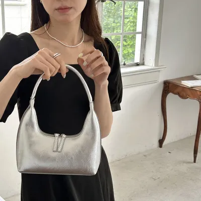 Women Fashion Casual Simple Dumpling-Shaped PU Shoulder Bag