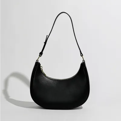 Women Fashion Casual Simple Solid Color Dumpling Shoulder Bag PU Zipper
