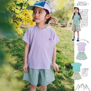 Kids Girls Summer Polyester T-Shirt Shorts Two-Piece Set
