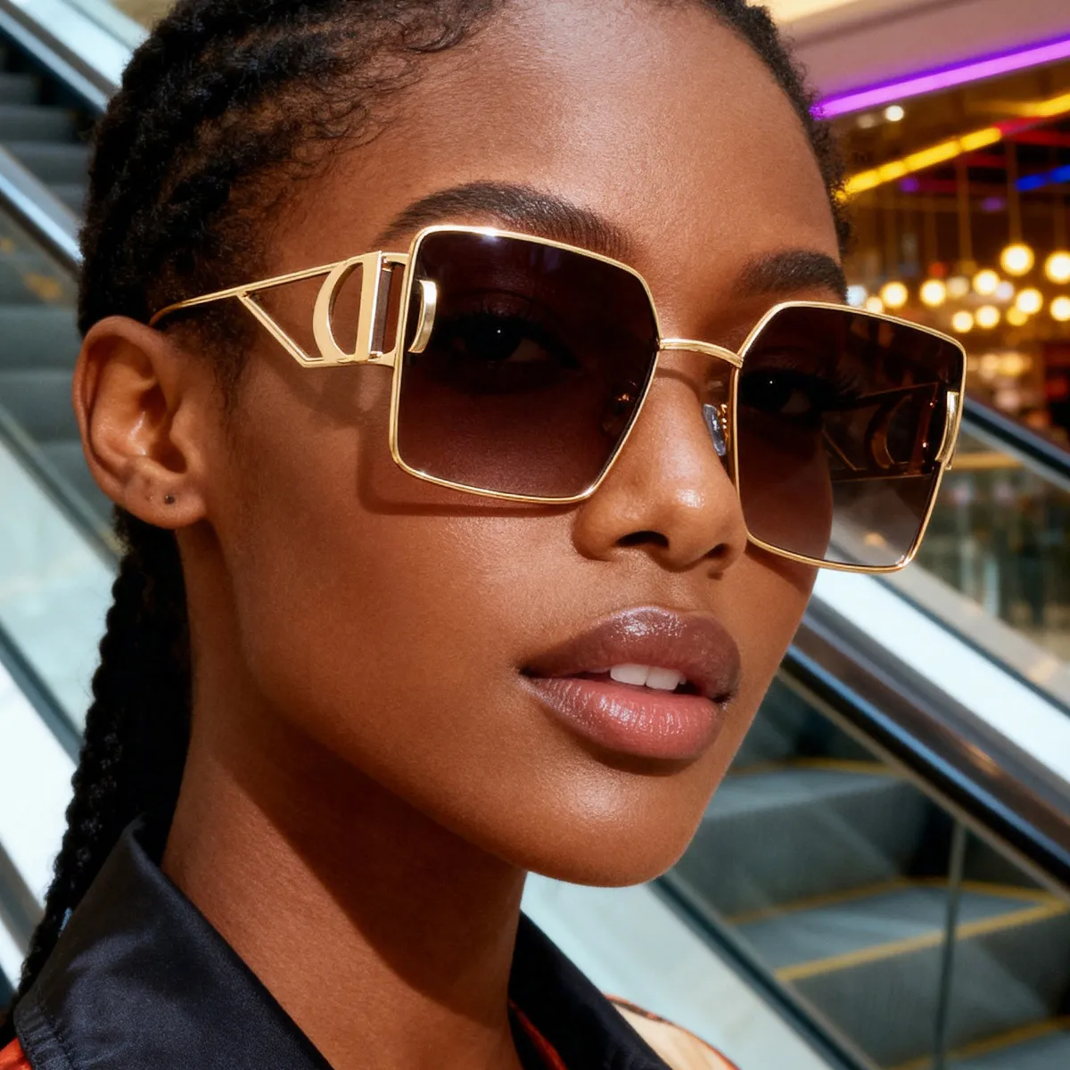 Personalized Outdoor Sunscreen Fashion Square Frame Sunglasses with Zinc Alloy