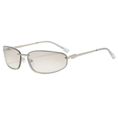 Y2K Metal Frame Sunglasses Oval Box PC Lens