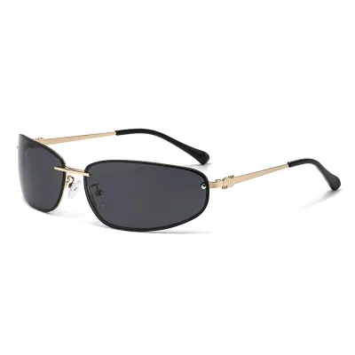 Y2K Metal Frame Sunglasses Oval Box PC Lens