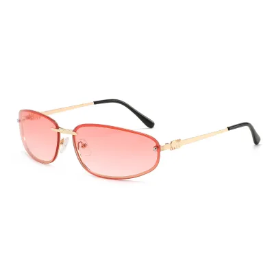 Y2K Metal Frame Sunglasses Oval Box PC Lens