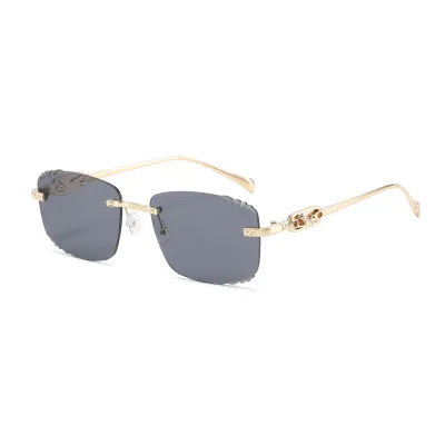 Fashion Sunscreen Metal Frameless Square Sunglasses for Women