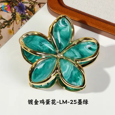 Women Fashion Electroplated Flower 8cm Claw Clip