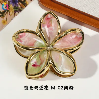 Women Fashion Electroplated Flower 8cm Claw Clip