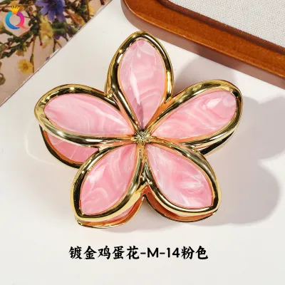Women Fashion Electroplated Flower 8cm Claw Clip