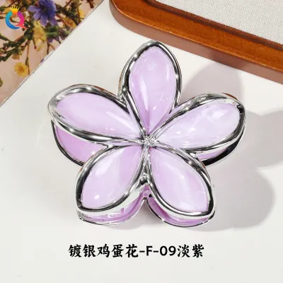 Women Fashion Electroplated Flower 8cm Claw Clip