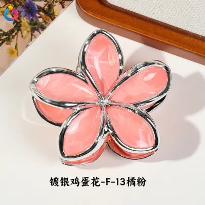 Women Fashion Electroplated Flower 8cm Claw Clip