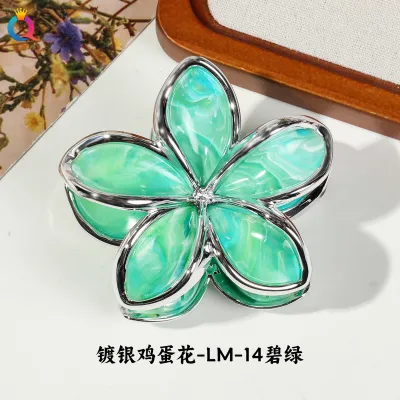 Women Fashion Electroplated Flower 8cm Claw Clip