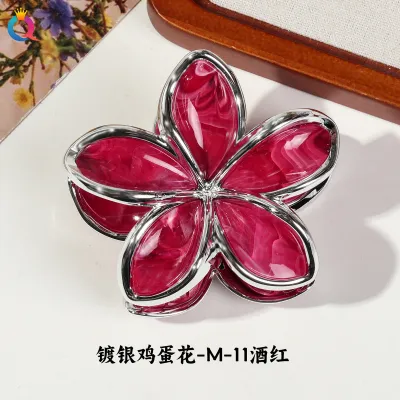 Women Fashion Electroplated Flower 8cm Claw Clip