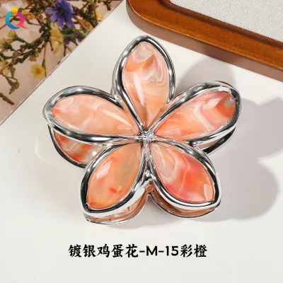 Women Fashion Electroplated Flower 8cm Claw Clip