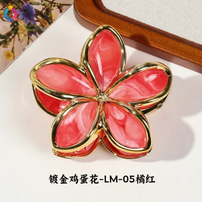 Women Fashion Electroplated Flower 8cm Claw Clip