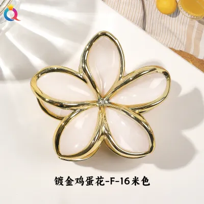 Women Fashion Electroplated Flower 8cm Claw Clip