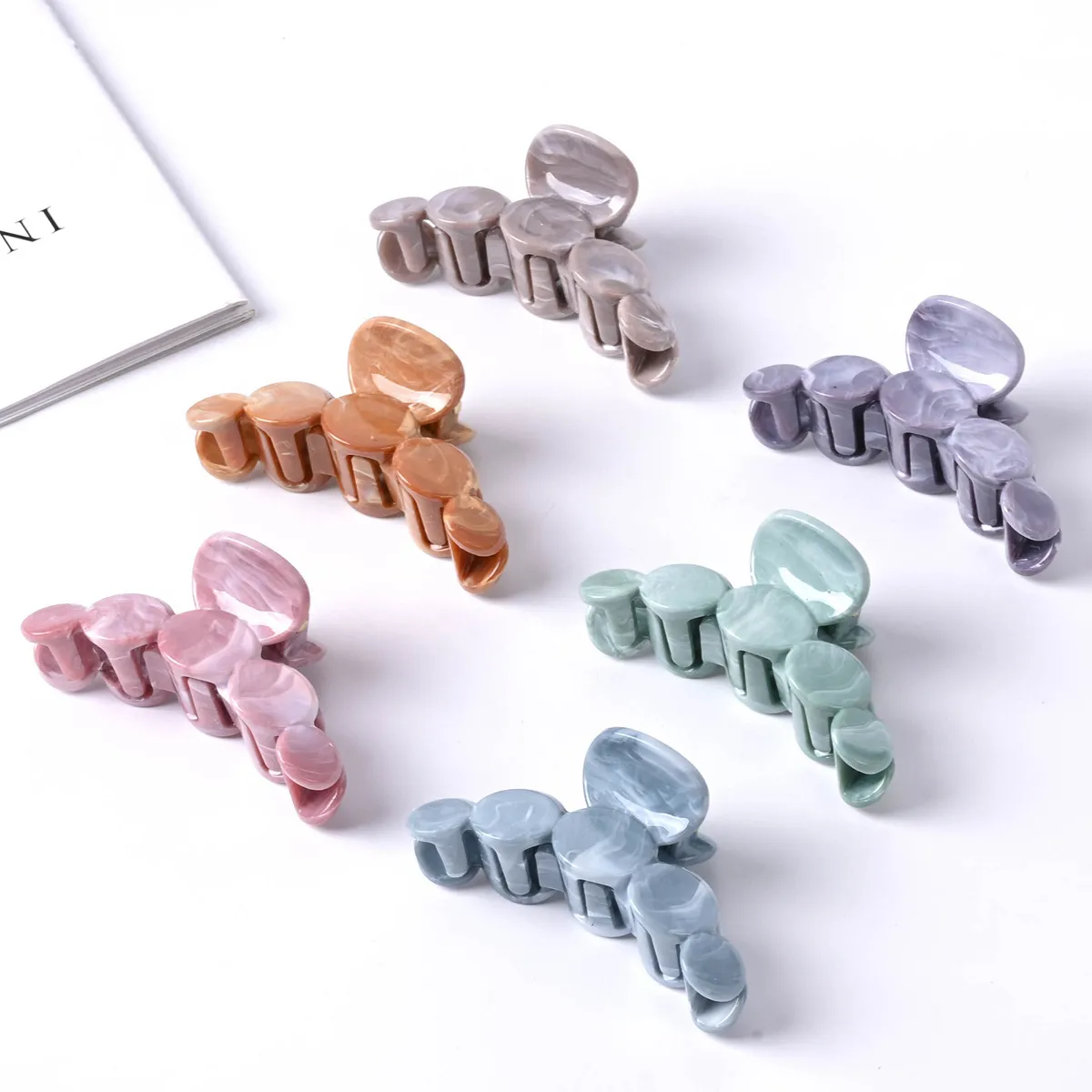 Women Fashion Marble Pattern Plastic Claw Hair Clip