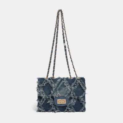 Women Fashion Casual Denim Chain Shoulder Bag
