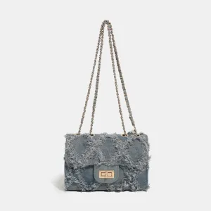 Women Fashion Casual Denim Chain Shoulder Bag