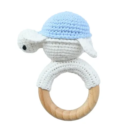 Kids Baby Cute Handmade Crochet Wooden Molar Teeth Soothing Toy