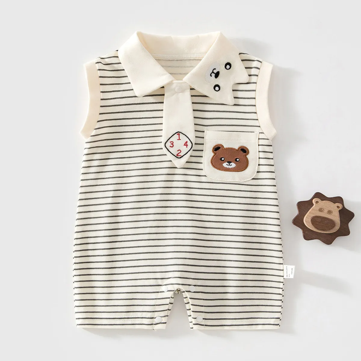 Kids Baby Boys and Girls Fashion Cute Thin Cotton Stripe Sleeveless Jumpsuit