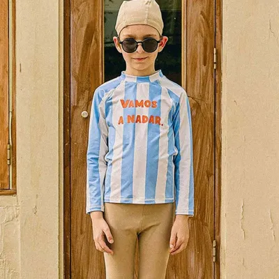 Kids Boys Fashion Casual Striped Long Sleeve Swimwear Three-Piece Set