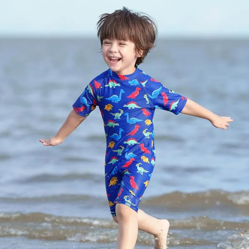 Boys Kids Fashion Casual Printed Quick-Drying One-Piece Swimsuit Set
