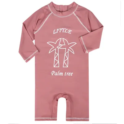 Kids Baby Girls Fashion Casual Summer Solid Color Long-Sleeve One-Piece Swimsuit