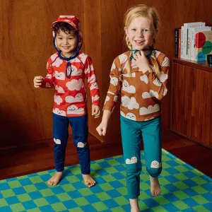 Kids Boys And Girls Fashion Casual Summer Printed Quick-Drying Long Sleeve Swimsuit Two-Piece Set