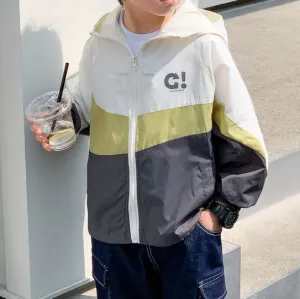 Kids Boys Fashion Casual Summer Color Block Zipper UPF 50+ Sun Protection Coat