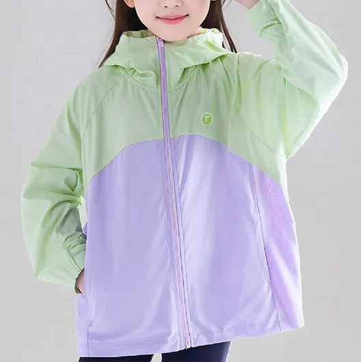 Kids Girls' Fashion Casual Summer Color Block Cool Thin UPF 100+ Sun Protection Coat