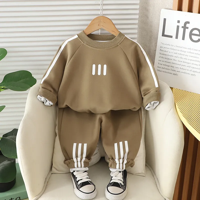Kids Boys' Fashion Casual Spring Autumn Long-Sleeve Striped Sweatshirt Pants Two-Piece Set
