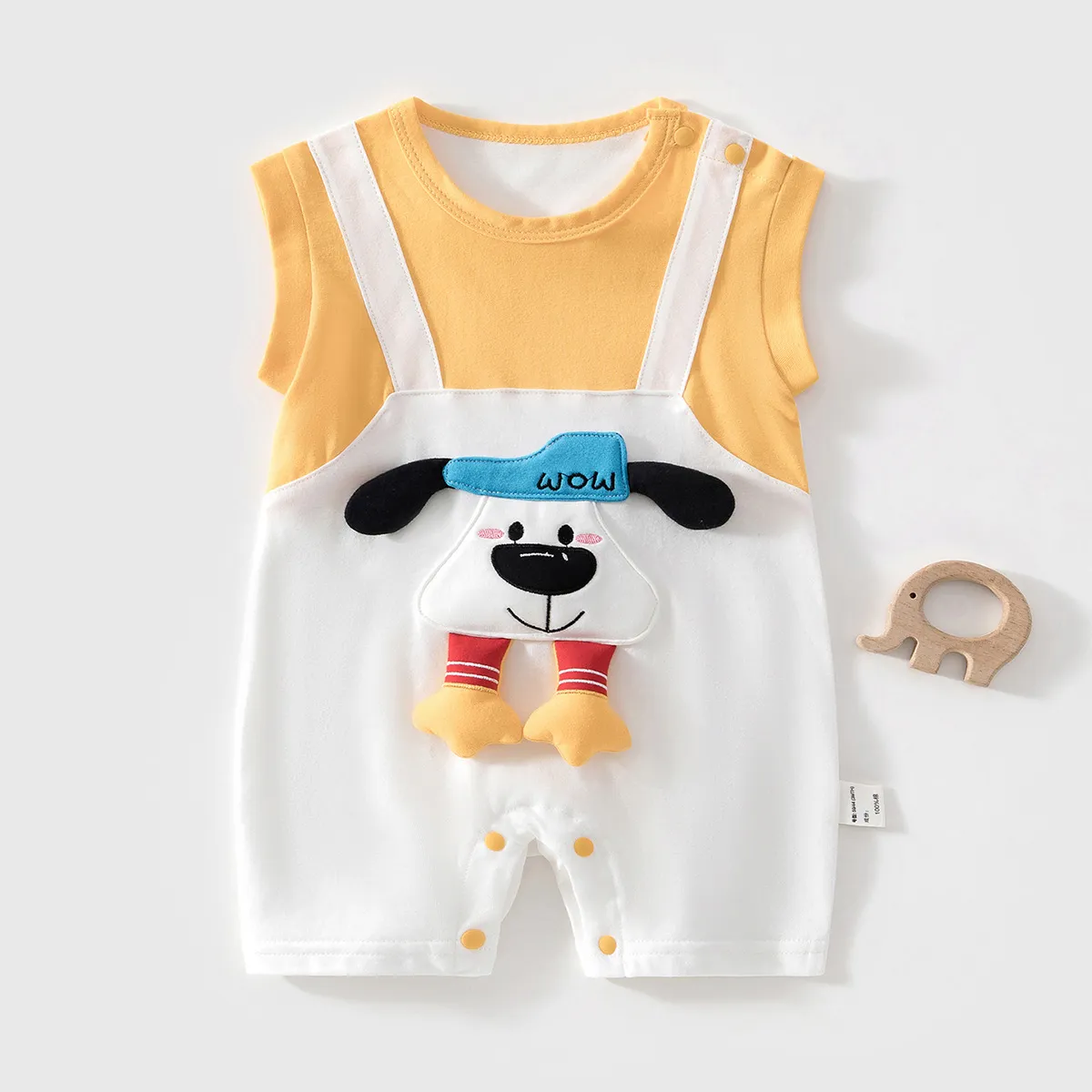 Kids Baby Boys And Girls Fashion Cute Dog Print Thin Cotton Sleeveless Jumpsuit