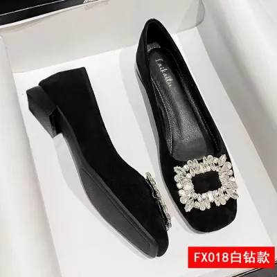 Women Elegant Rhinestone Square Toe High Heeled Pumps Shoes