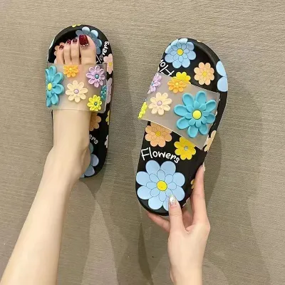 Women Casual Floral Printed Non-Slip Slide Sandals Shoes Plus Size