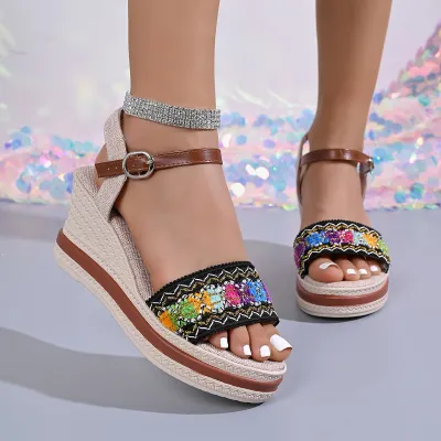 Women Fashion Casual Summer Boho Wedge Heels Sandals