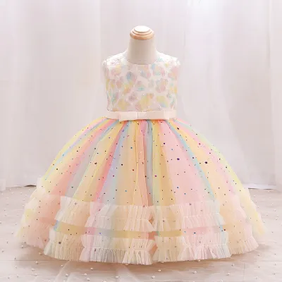 Kids Girls' Fashion Elegant Sequins Mesh Sleeveless Party Dress