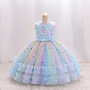 Kids Girls' Fashion Elegant Sequins Mesh Sleeveless Party Dress