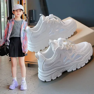 Kids Girls Fashion Casual Summer Mesh Breathable PVC Sole Sneakers