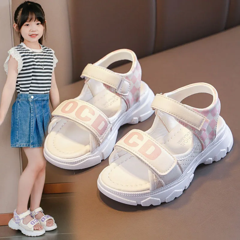 Kids Girls' Summer Breathable Soft Bottom PU Upper Rubber Sole Sandals